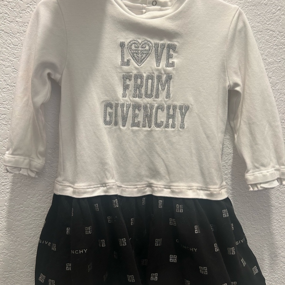 Givenchy White and Black Casual Dress with Text Design
